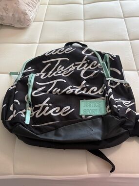 Justice Black Backpack with Mint Accents